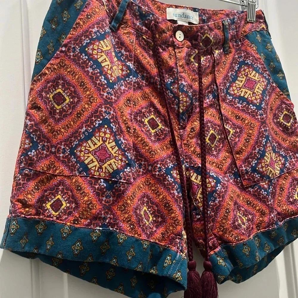 Sundance Womens Drawstring Floral Kalini Shorts Sz XS